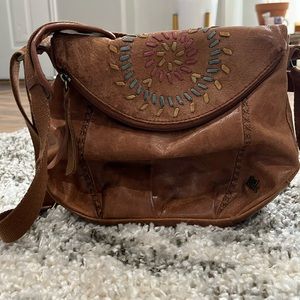 👜 the Sak, Brown Leather Purse, Multi Pocket, Colorful Print Design